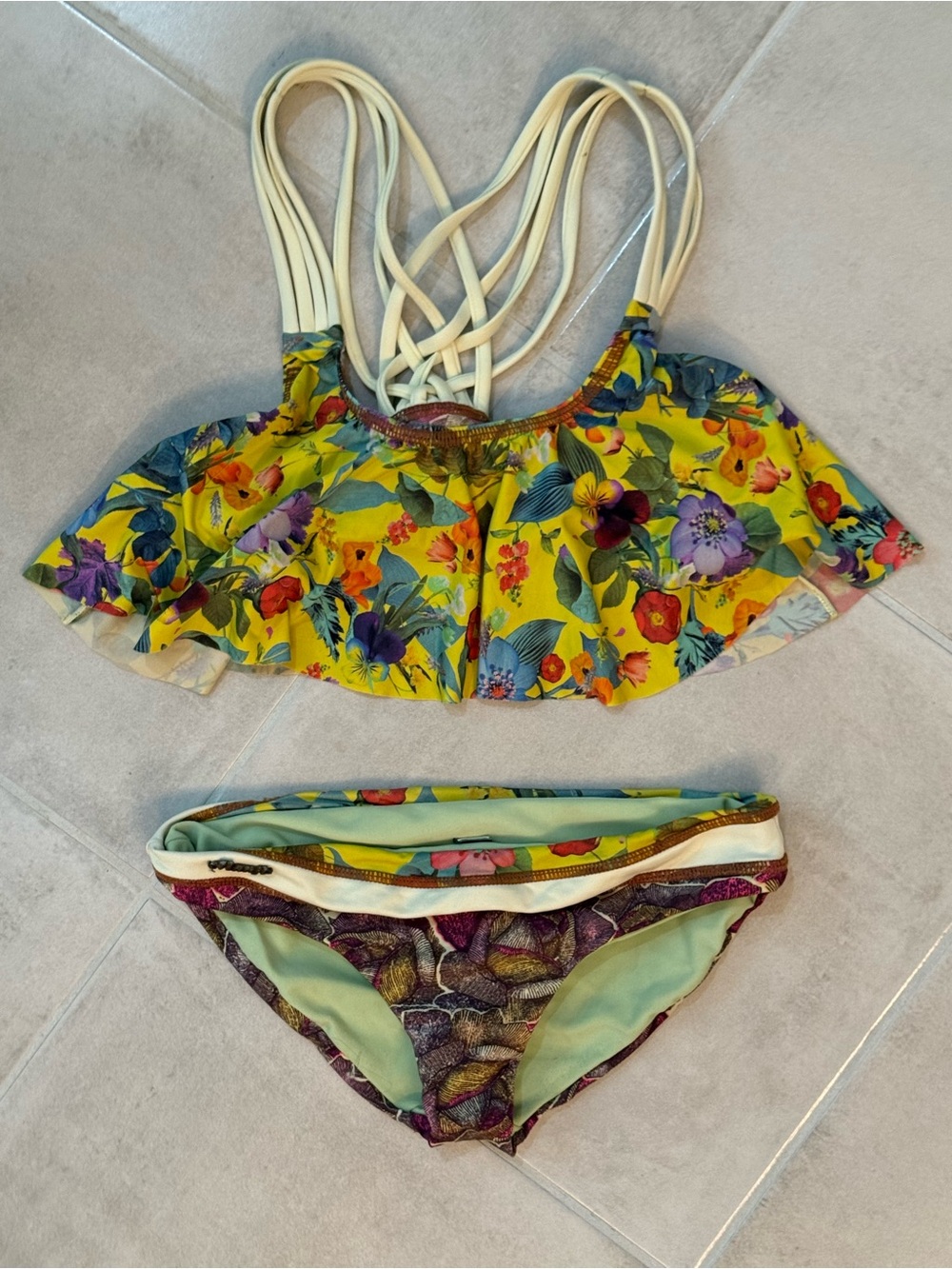 Maaji Yellow Green Bikini Sz 12
